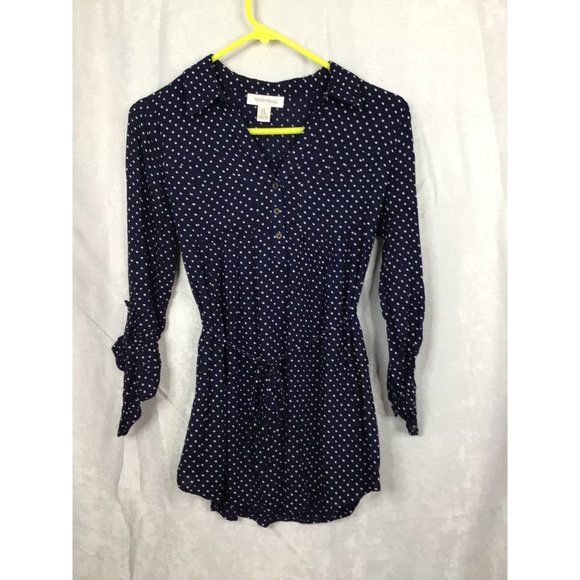 Motherhood Long Sleeve V-Neck Small Blue W/White Polka dots Maternity Blouse - Picture 4 of 9